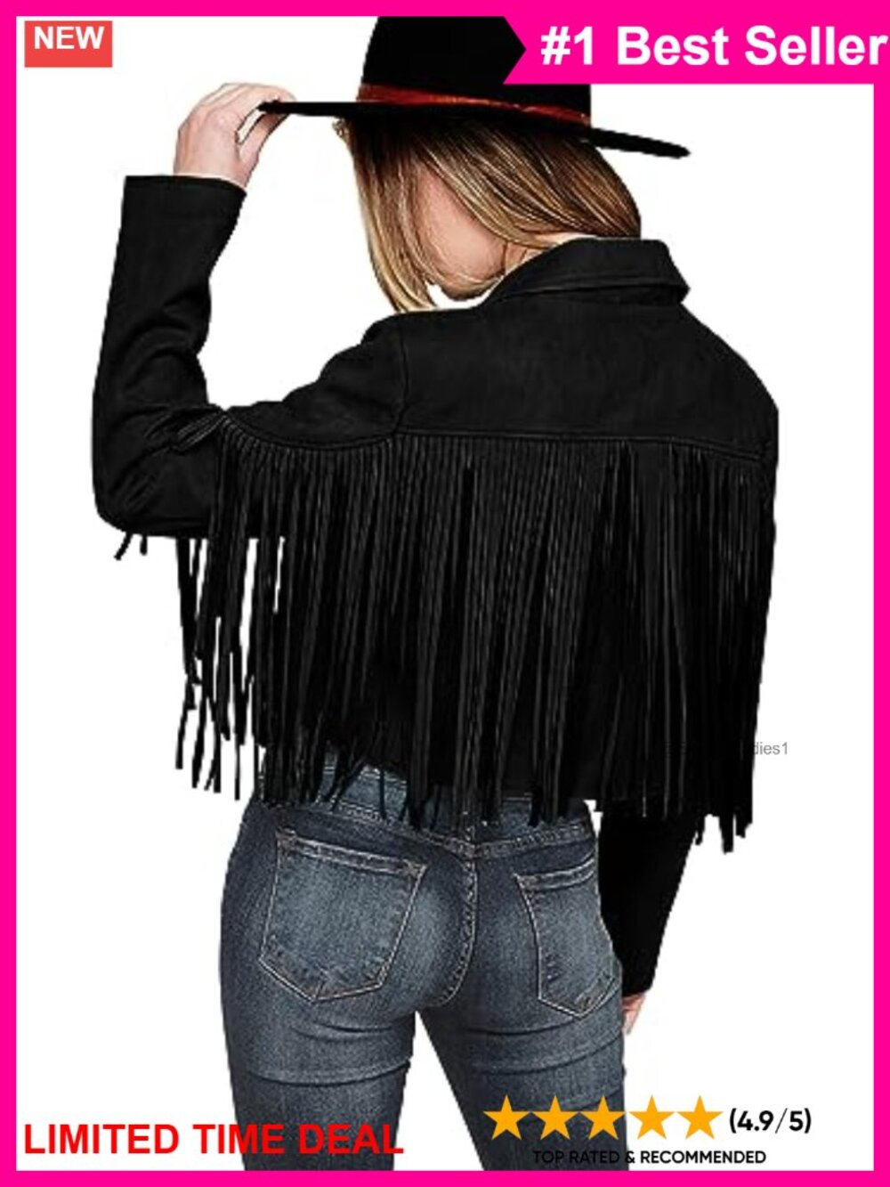 Faux Suede Fringe Cropped Moto Jacket Notch Collar Pull On